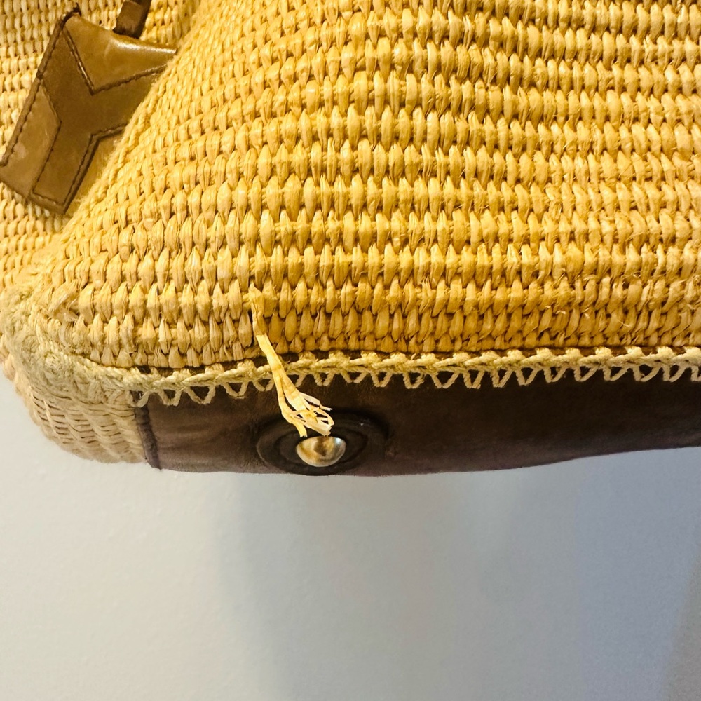 Yves Saint Laurent Tan and Brown Woven Tote - Picture 4 of 5